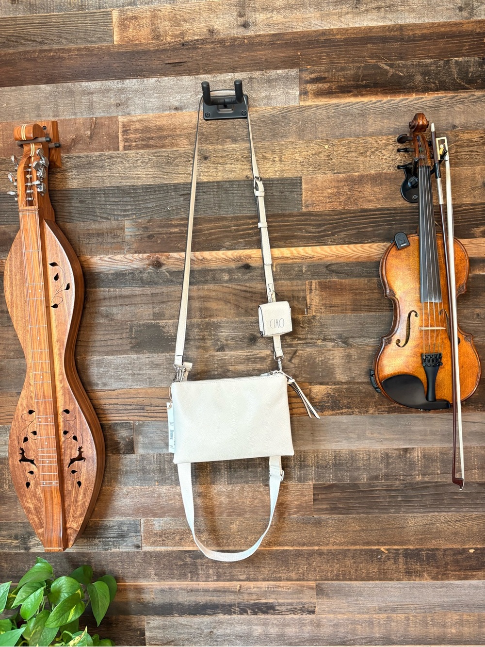 Rae Dunn Cream Double-Zip Crossbody Bag